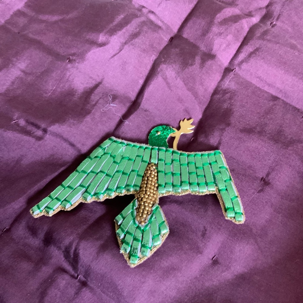 Green mosaic brooch/pin by Squash Blossom